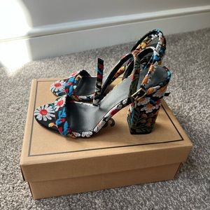 ASOS floral embroidered block heel shoe